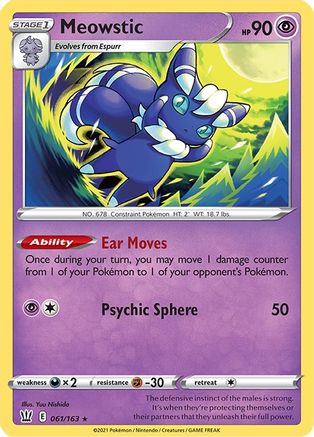 Meowstic (61/163) - SWSH05 Battle Styles Reverse Holofoil - Holo Rare