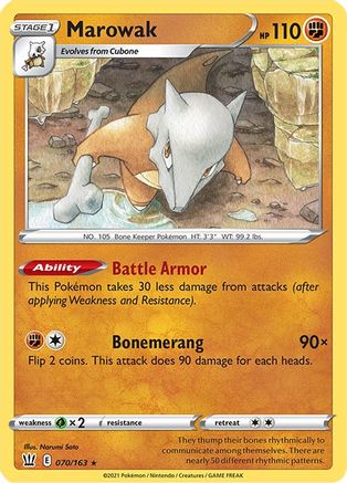 Marowak 070/163 - SWSH05 Battle Styles Reverse Holofoil - Rare