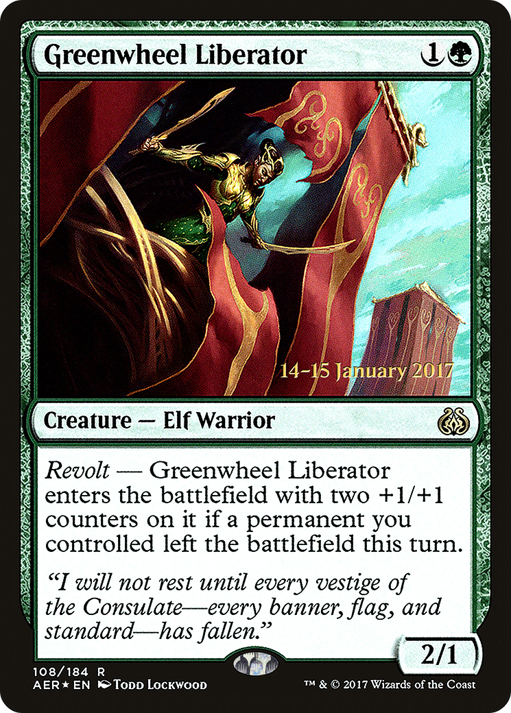 Greenwheel Liberator (PRE-108S) - Aether Revolt Promos (Prerelease) Foil
