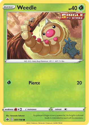 Weedle 001/198 - SWSH06 Chilling Reign Reverse Holofoil - Common