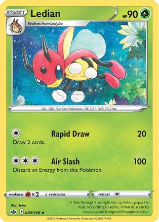 Ledian 005/198 - SWSH06 Chilling Reign Reverse Holofoil - Uncommon