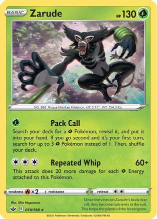 Zarude 019/198 - SWSH06 Chilling Reign Reverse Holofoil - Holo Rare