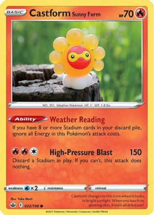 Castform Sunny Form 022/198 - SWSH06 Chilling Reign Normal - Common