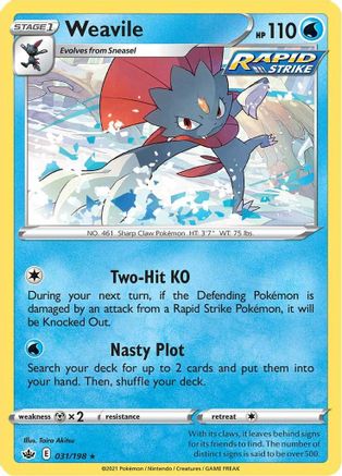 Weavile 31/198 - Chilling Reign Holofoil