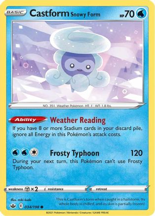 Castform Snowy Form 034/198 - SWSH06 Chilling Reign Normal - Common