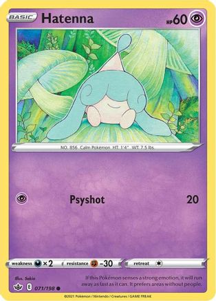 Hatenna 071/198 - SWSH06 Chilling Reign Reverse Holofoil - Common
