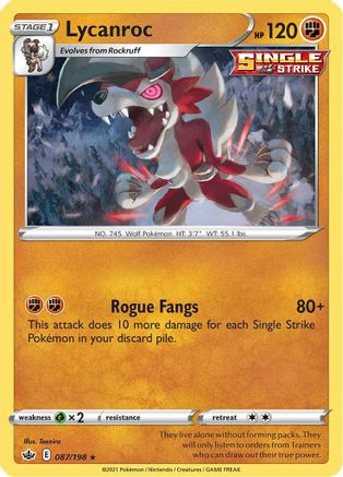 Lycanroc 087/198 - SWSH06 Chilling Reign Holofoil - Holo Rare