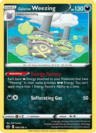 Galarian Weezing 096/198 - SWSH06 Chilling Reign Reverse Holofoil - Rare