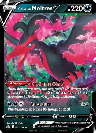 Galarian Moltres V 097/198 - SWSH06 Chilling Reign Holofoil - Ultra Rare
