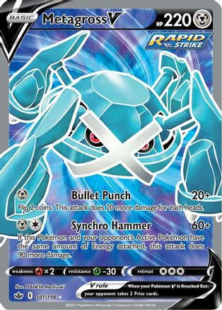 Metagross V (Full Art) (181/198) - SWSH06 Chilling Reign Holofoil - Ultra Rare