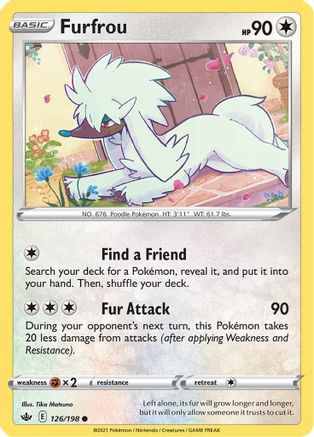 Furfrou 126/198 - SWSH06 Chilling Reign Reverse Holofoil - Common