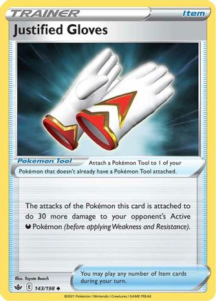 Justified Gloves 143/198 - SWSH06 Chilling Reign Reverse Holofoil - Uncommon