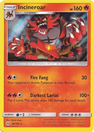 Incineroar 026/149 - Miscellaneous Cards & Products Holofoil - Holo Rare