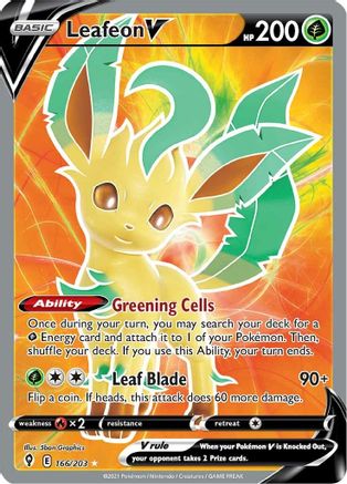 Leafeon V (Full Art) 166/203 - SWSH07 Evolving Skies Holofoil - Ultra Rare