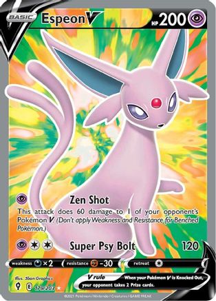 Espeon V (Full Art) 179/203 - SWSH07 Evolving Skies Holofoil - Ultra Rare