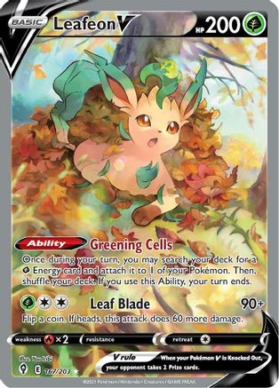 Leafeon V (Alternate Full Art) 167/203 - SWSH07 Evolving Skies Holofoil - Ultra Rare