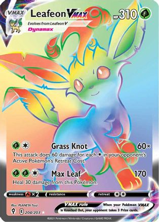 Leafeon VMAX (Secret) 204/203 - SWSH07 Evolving Skies Holofoil - Secret Rare