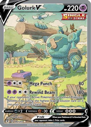 Golurk V (Alternate Full Art) 182/203 - SWSH07 Evolving Skies Holofoil - Ultra Rare