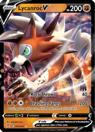 Lycanroc V 091/203 - SWSH07 Evolving Skies Holofoil - Ultra Rare