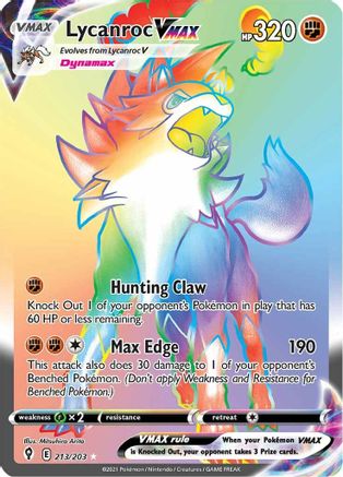 Lycanroc VMAX (Secret) 213/203 - SWSH07 Evolving Skies Holofoil - Secret Rare