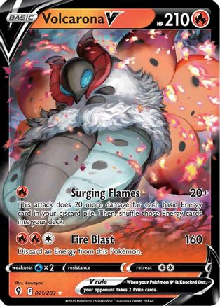 Volcarona V - 021/203 - SWSH07 Evolving Skies Holofoil