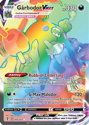 Garbodor VMAX (Secret) 216/203 - SWSH07 Evolving Skies Holofoil - Secret Rare