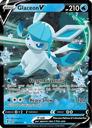 Glaceon V 040/203 - SWSH07 Evolving Skies Holofoil - Ultra Rare