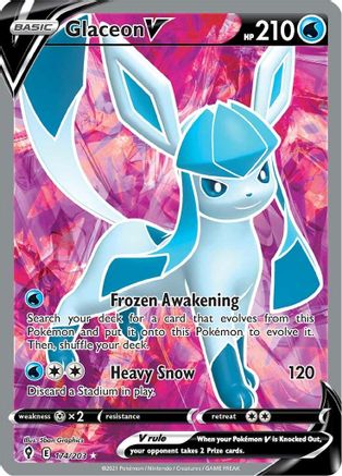 Glaceon V (Full Art) 174/203 - SWSH07 Evolving Skies Holofoil - Ultra Rare