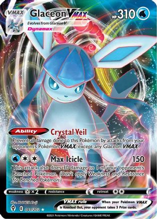 Glaceon VMAX 041/203 - SWSH07 Evolving Skies Holofoil - Ultra Rare