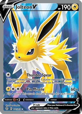 Jolteon V (Full Art) 177/203 - SWSH07 Evolving Skies Holofoil - Ultra Rare