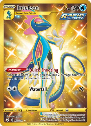 Inteleon (Secret) 227/203 - SWSH07 Evolving Skies Holofoil - Secret Rare