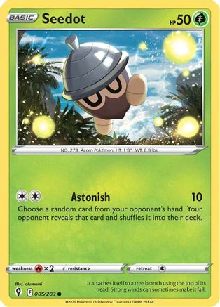 Seedot 005/203 - SWSH07 Evolving Skies Reverse Holofoil - Common