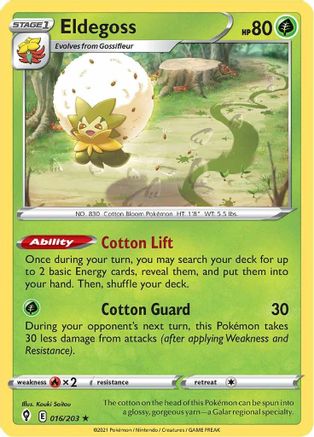 Eldegoss 016/203 - SWSH07 Evolving Skies Holofoil - Holo Rare