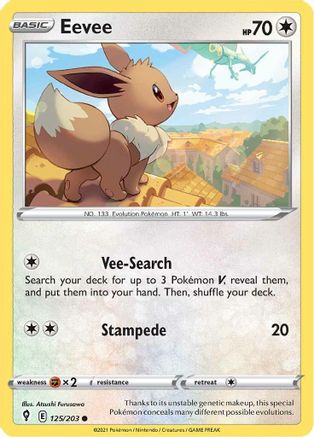 Eevee 125/203 - SWSH07 Evolving Skies Reverse Holofoil - Common