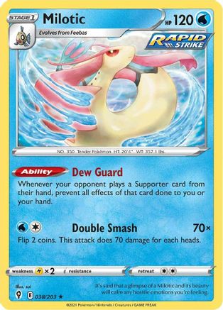 Milotic 038/203 - SWSH07 Evolving Skies Reverse Holofoil - Rare