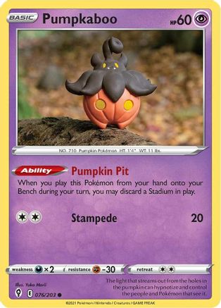 Pumpkaboo 076/203 - SWSH07 Evolving Skies Reverse Holofoil - Common