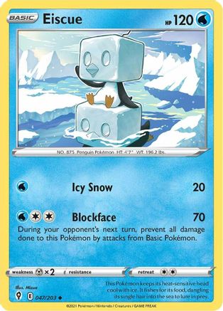 Eiscue 047/203 - SWSH07 Evolving Skies Reverse Holofoil - Uncommon