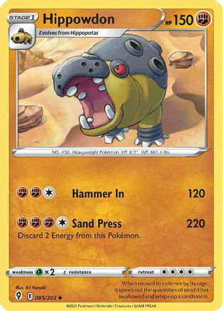 Hippowdon 085/203 - SWSH07 Evolving Skies Reverse Holofoil - Uncommon