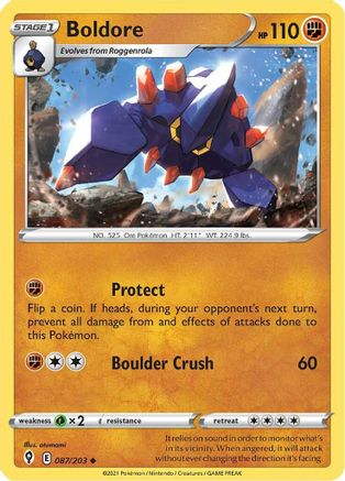 Boldore 087/203 - SWSH07 Evolving Skies Reverse Holofoil - Uncommon