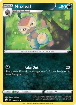 Nuzleaf 096/203 - SWSH07 Evolving Skies Reverse Holofoil - Uncommon