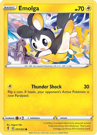 Emolga 057/203 - SWSH07 Evolving Skies Reverse Holofoil - Common