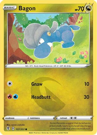 Bagon 107/203 - SWSH07 Evolving Skies Reverse Holofoil - Common