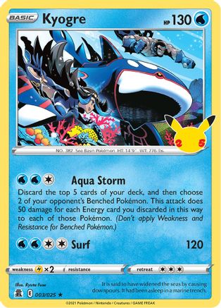 Kyogre (3/025) - Celebrations Holofoil - Holo Rare