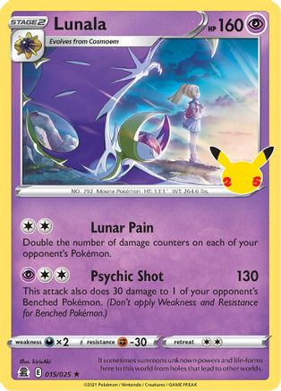 Lunala (15/025) - Celebrations Holofoil - Holo Rare