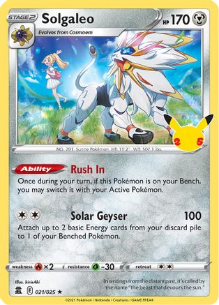 Solgaleo (21/025) - Celebrations Holofoil - Holo Rare
