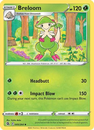 Breloom 005/264 - SWSH08 Fusion Strike Reverse Holofoil - Uncommon