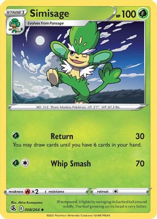 Simisage 008/264 - SWSH08 Fusion Strike Normal - Uncommon