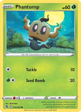 Phantump 016/264 - SWSH08 Fusion Strike Reverse Holofoil - Common