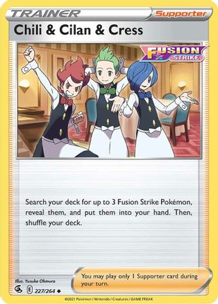 Chili & Cilan & Cress 227/264 - SWSH08 Fusion Strike Reverse Holofoil - Uncommon