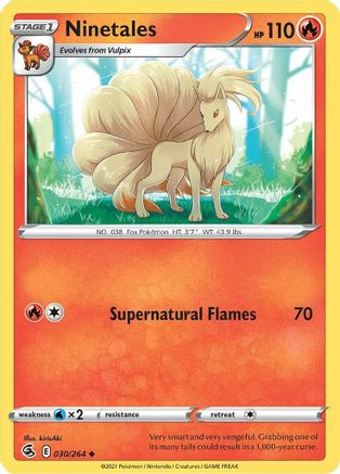 Ninetales (30) 030/264 - SWSH08 Fusion Strike Reverse Holofoil - Uncommon